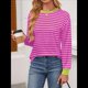 thumbnail image 4 of Tops Tipo Túnica para Mujer, Camisas A Rayas de Larga, Tops de Cuello Redondo Rosa S, 4 of 9