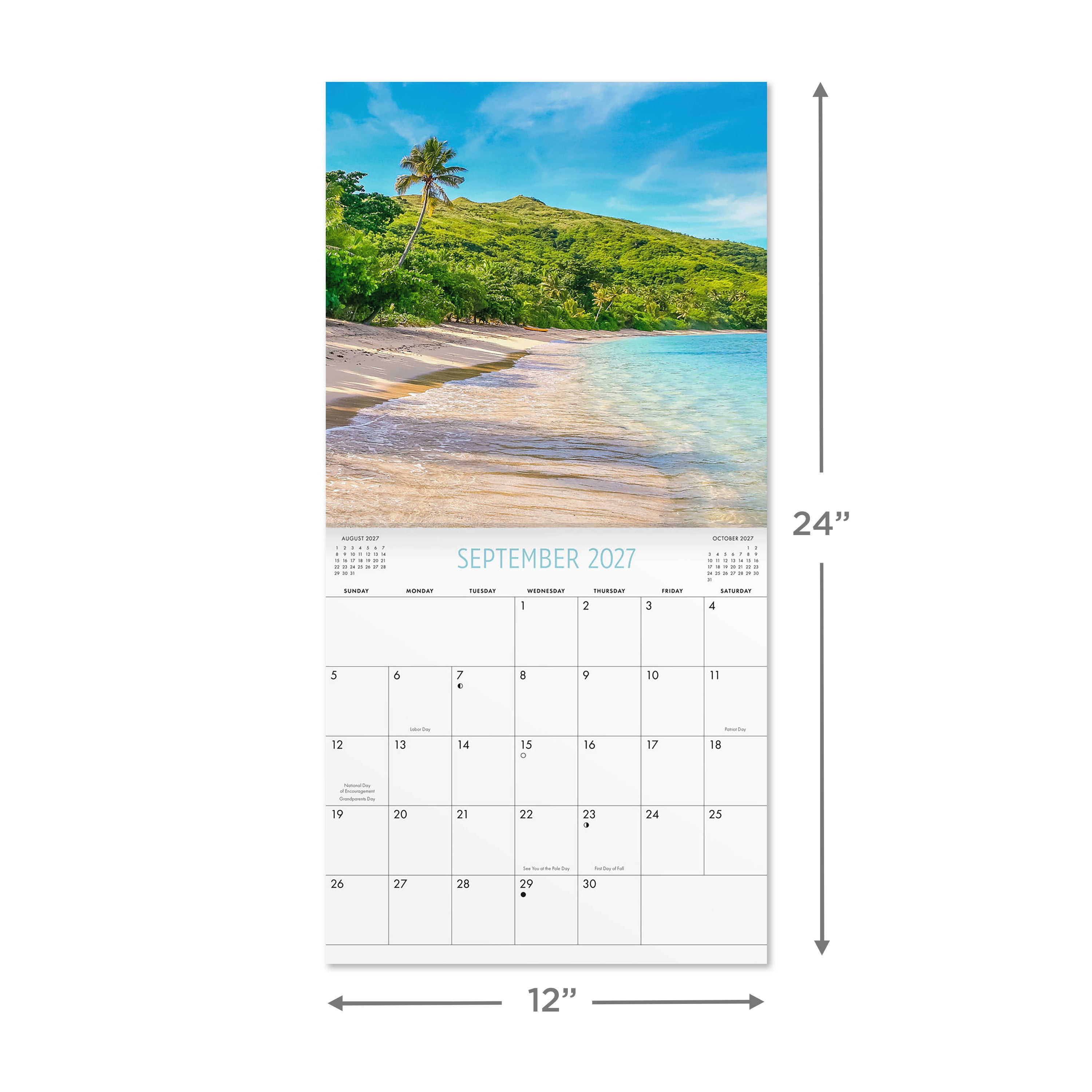 2027 Tropical Getaways Calendar 12x12 January-December Gridded