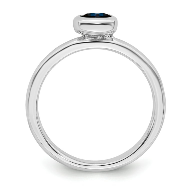 Sterling Silver Stackable Expressions Cushion Cut Cr. Blue Sapphire Ring Sterling Silver Stackable Expressions Cushion Cut Cr. Blue Sapphire Ring