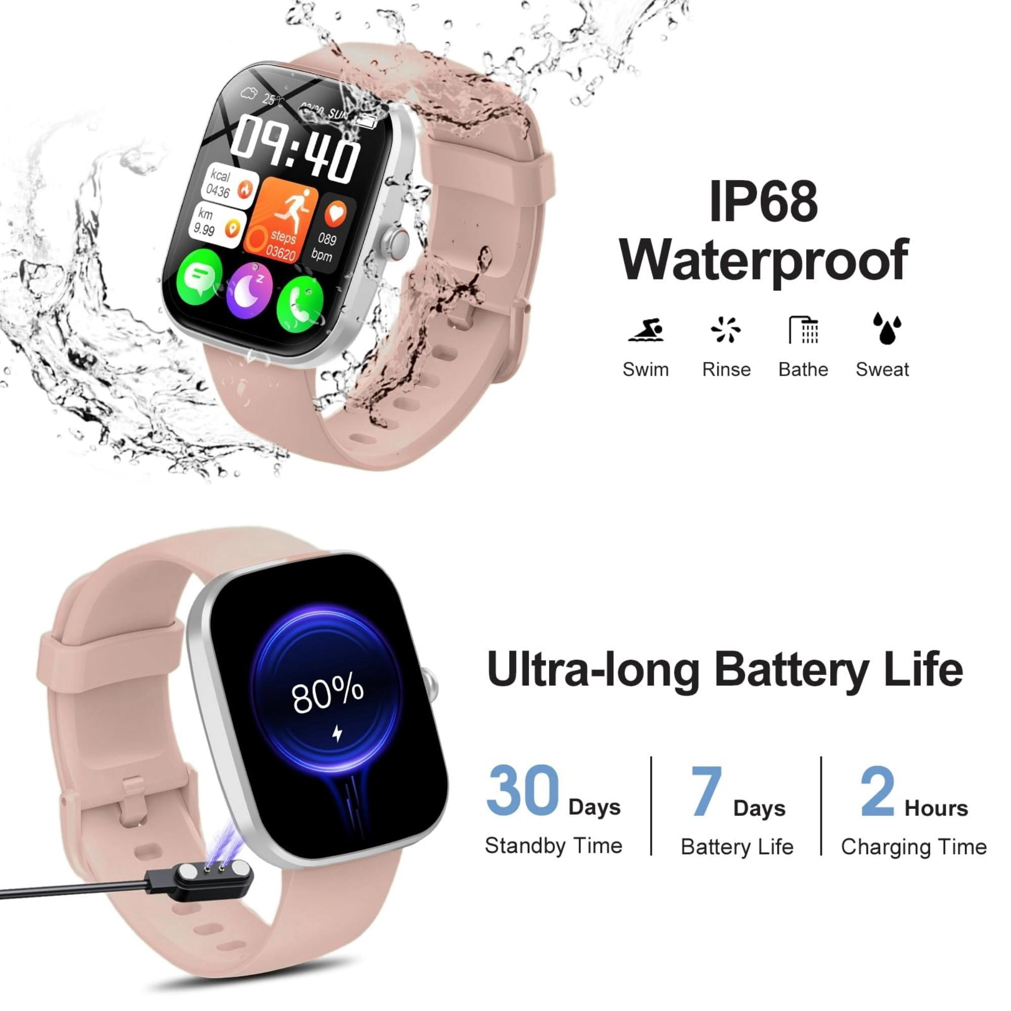 WeurGhy Smart Watch for Women Men, Fitness Tracker, 110+ Sports Modes, Bluetooth Call and Music Control, 1.91" HD Touchsreen, IP68 Waterproof, Rose Gold