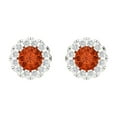 thumbnail image 3 of 1.18 Ct Round Cut Halo Studs Red Crystal 18K White Solid Gold Everyday Dainty Earrings Screw Back, 3 of 7