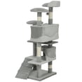 thumbnail image 1 of 53" Cat Tree Scratching Large Kitten Play House Multi-Level Activity Center Pet Furniture, Grey, 1 of 6