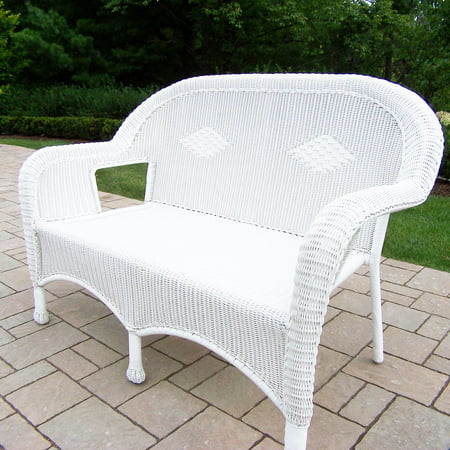 53.5” Bright White Stylish Outdoor Patio Resin Wicker Love Seat