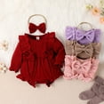 thumbnail image 7 of GYRATEDREAM 0-24M Newborn Baby Girl Romper Ruffle Jumpsuits Long Sleeve Sweater Rompers Infant Girls Clothes Fall Winter Outfit, 7 of 7