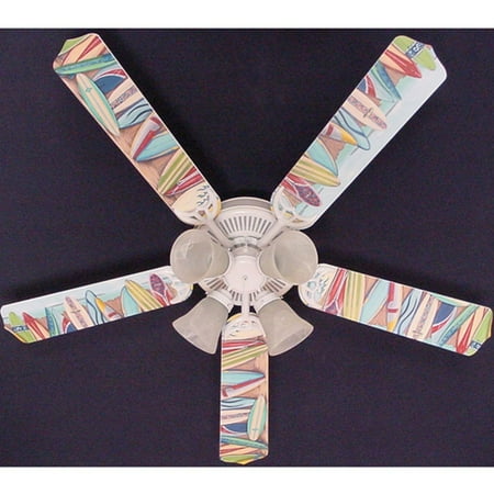 Hawaiian Surf Boards Print Blades 52in Ceiling Fan Light Kit
