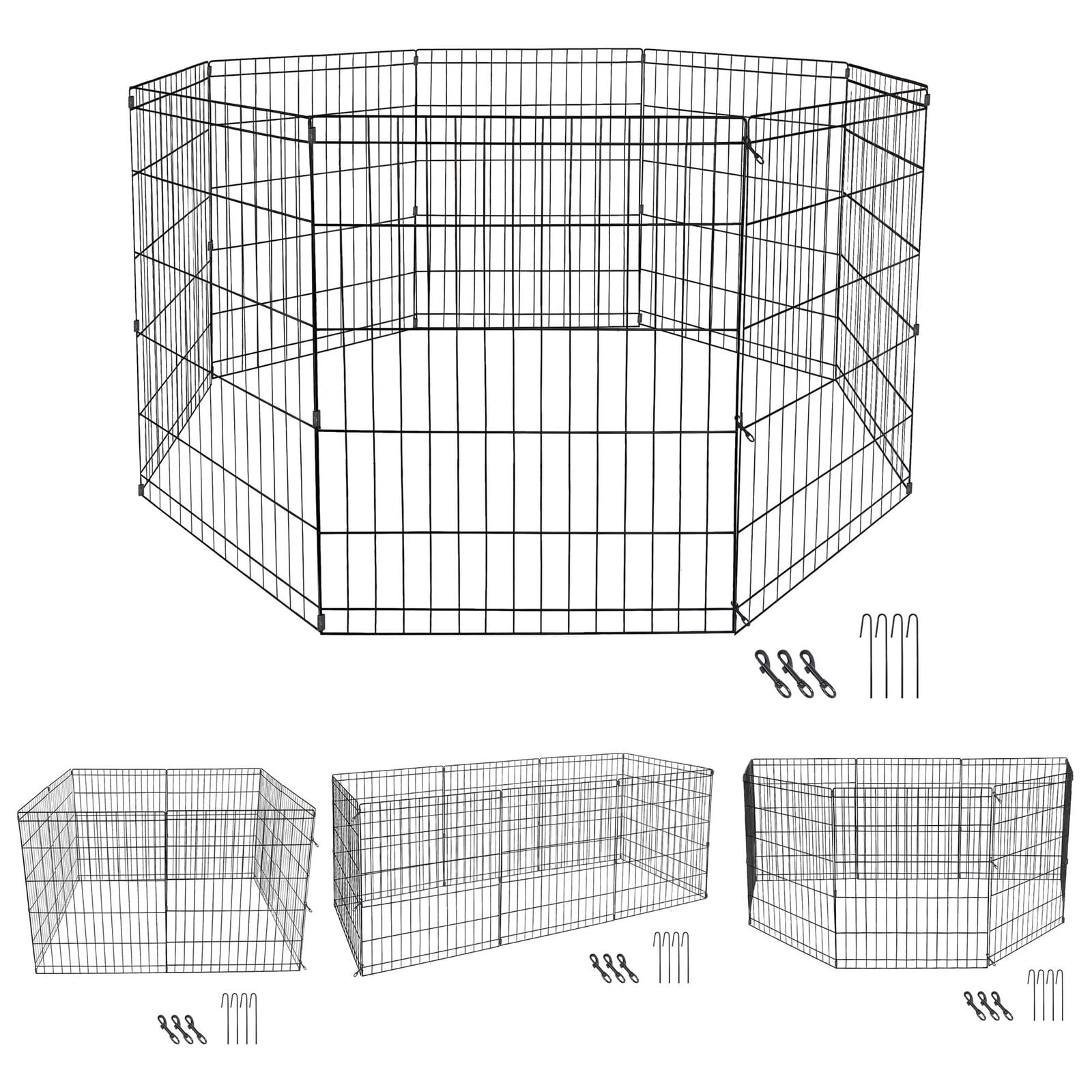 24 30 36 42 48 Dog Pet Playpen Metal Crate Fence 8 Panel Exercise Play Pen Cage 