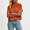 thumbnail image 3 of Guluxicc Women's Lace Shirts Loose Short Sleeve Mock Neck Basic Tops for Summer Casual Outfits, 3 of 6