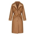 thumbnail image 6 of XFLWAM Women's Wool Blend Coat Oversized Long Winter Dress Coats for Women Thicken Warm Pea Coat Jackets Outerwear Brown M, 6 of 7