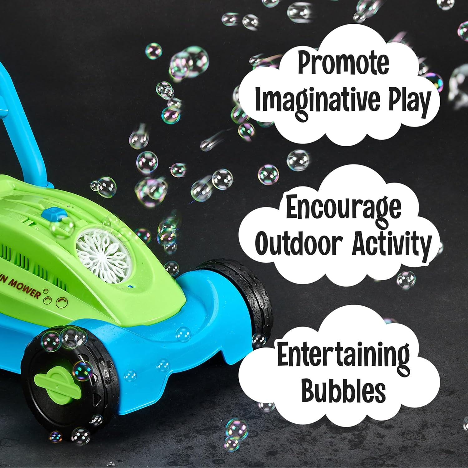 Bubble Lawn Mower Kids Bubble Blowing Machine Indoor Outdoor Push Gardening Toys Birthday Gifts for Preschool Toddlers Boys Kids Age 1 2 3 4 5 - Sunny Days Summer Entertainment