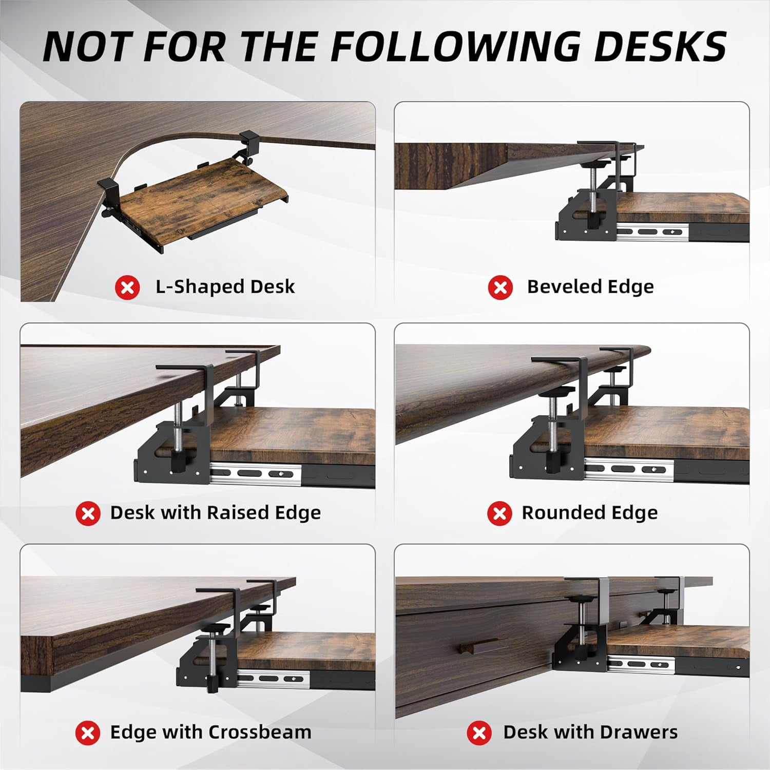 Under Desk Keyboard Tray with Slide Pull Out, C Clamp Mount, Ergonomic Computer Stand for Home Office, White, 19.7" x 12.2" Small Size