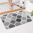 thumbnail image 4 of Black and White Geometric Quatrefoil Pattern Bathroom Rugs Mat,Non Slip Microfiber Bathroom Rug,Rubber Backing,Soft Bathroom Mats for Bathroom Floor,Tub and Shower,17x27in(43x68cm), 4 of 5