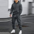 thumbnail image 5 of GrmtClth Sweat Suits Mens 2 Piece Novelty Solid Color Hoodie and Sweatpants Soft Comfy Long Sleeve Lounge Jogging Suit Sets Dark Gray XXXL, 5 of 5