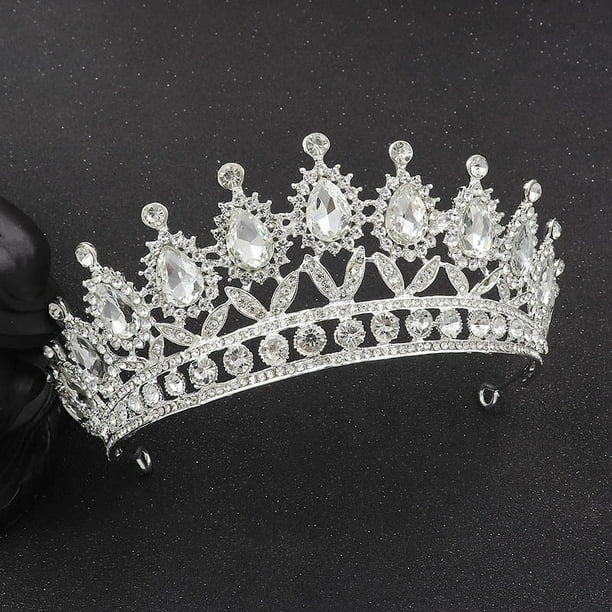 Zhuge Tiara de boda para novia, diadema de princesa, corona nupcial, joyería para el cabello con diamantes de imitación de cristal, decoración para novia, cumpleaños, graduación, boda (A)