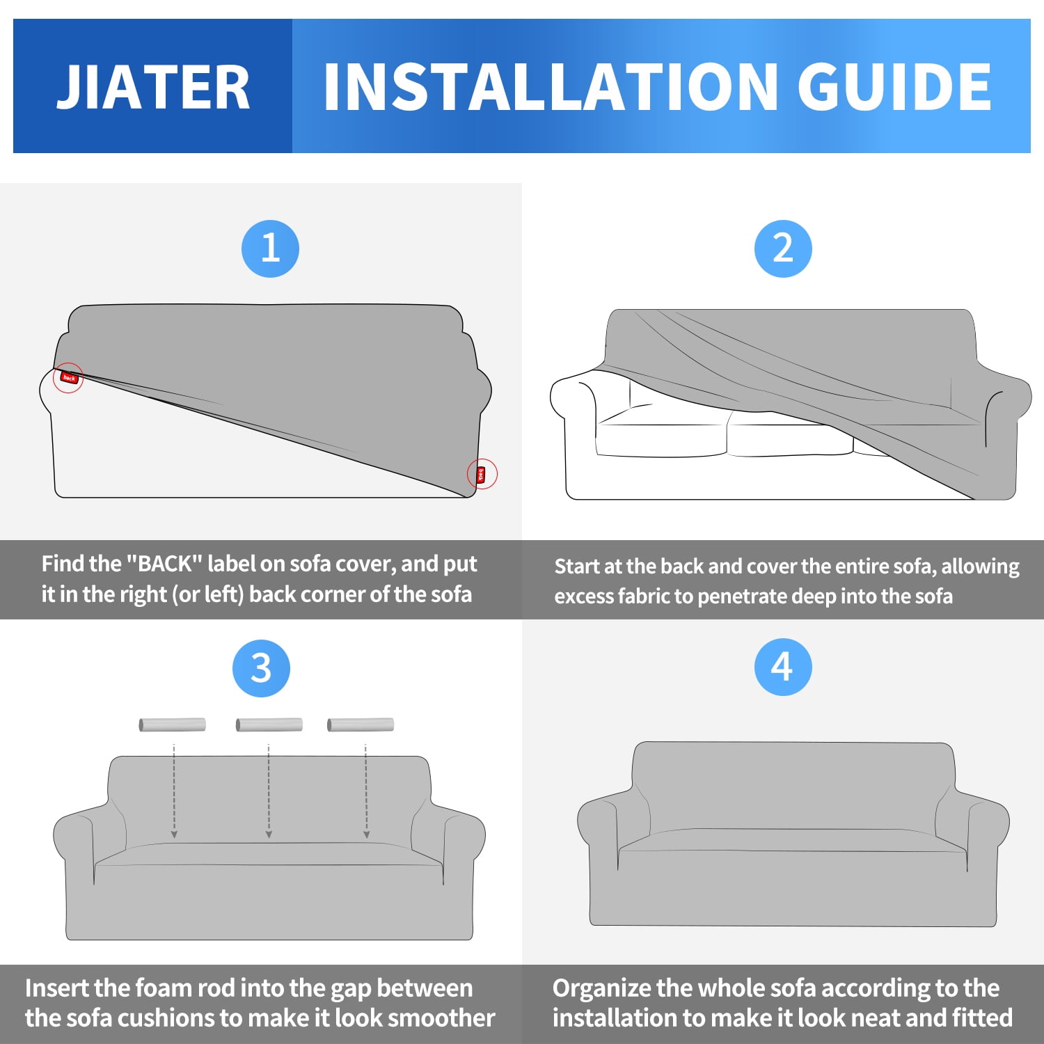JIATER 1-Piece Armchair Sofa Cover Stretch Couch Cover Washable Sofa Slipcover Non-Slip Furniture Protector,Coffee
