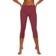 thumbnail image 4 of Pantalon Capri Longueur Genou Leggings de Yoga Décontractés Unis à Découpes Taille Haute Pantalon Court, 4 of 4