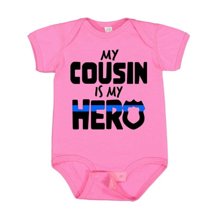 

Inktastic My Cousin is My Hero Police Officer Family Gift Baby Boy or Baby Girl Bodysuit