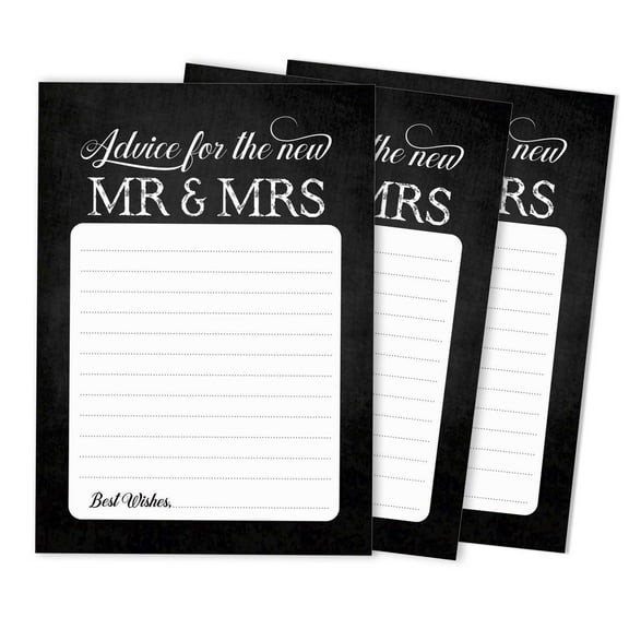 Inkdotpot Set Of 50 Advice For The New Mr and Mrs Black Advice Cards Wedding Dcor, Wedding Activity, Guestbook Alternative 5x7 inches