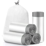 Charmount Drawstring 4 Gallon Trash Bags, Small Trash Bags,  60 Count (15 Liter)(Grey drawstring）, Unscented Trash Can Liner