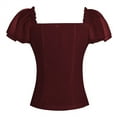 thumbnail image 3 of Kaemgyyd Renaissance Shirts for Women Summer Ruffle Short Sleeve Square Neck Corset Top Blouse Vintage Party Clubwear, 3 of 4