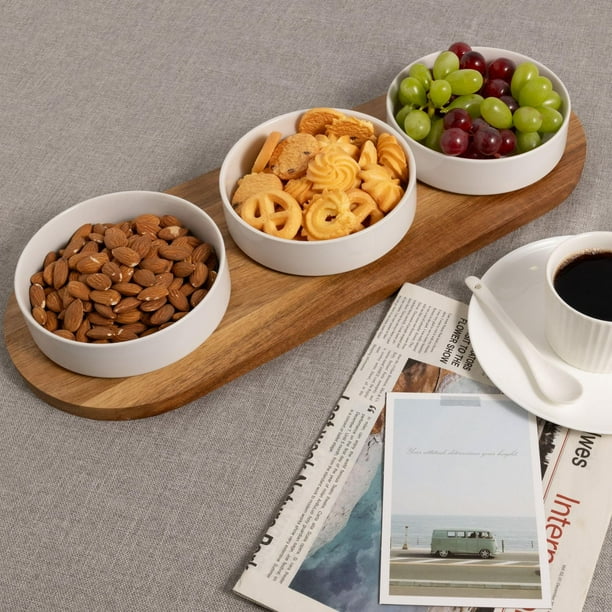 Better Homes & Gardens Acacia Wood Tray and Stoneware Bowl for
