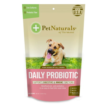 Pet Naturals of Vermont Daily Probiotic for Dogs, Digestive Health Supplement, 60 Bite-Sized