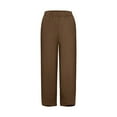 thumbnail image 2 of Plus Size Pants Women's Casual Summer Elastic High Waist Linen Straight Leg Wide Leg Cropped Design, 2 of 7