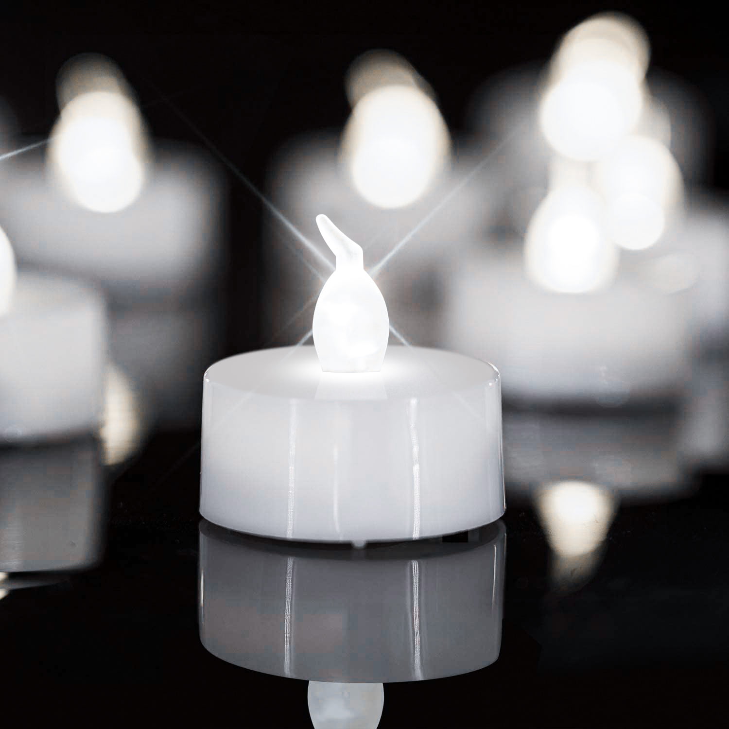 12-Packs White, LED Plastic Tea Tealight Candles Lamp Flameless Shine ...