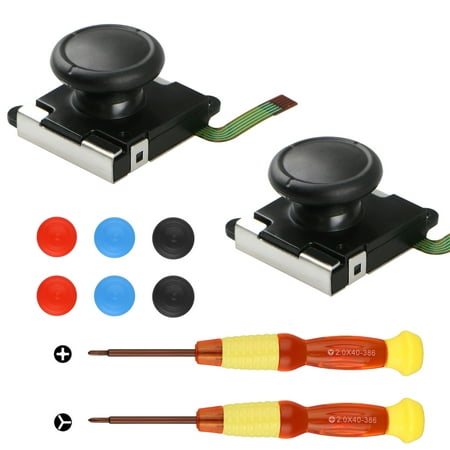 Joystick Cable - tsv 3D Left/Right Analog Joystick Thumb Sticks Sensor Flex Cable Replacement For Nintendo Switch Joy-Con Controller, with 6 Thumbstick Caps