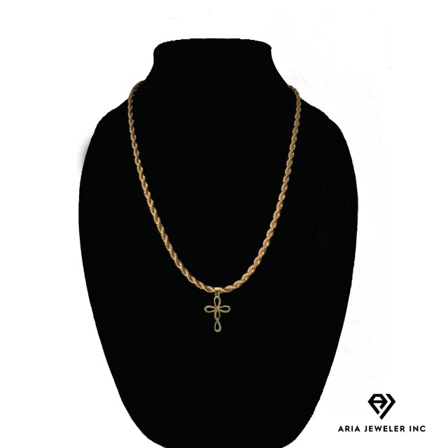 Collar de oro de 14 quilates con colgante de Cruz Infinita, el mejor regalo unisex para madre, padre, novia, novio, ella, él, collar de cadena cubana de 14 quilates de Aria Jeweler Inc Aria Jeweler Inc Fashion