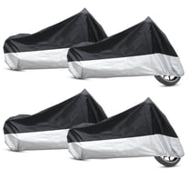 REGALWOVEN 4PC L Size 180T Rain Dust Motorcycle Cover Black Silver Tone ...