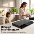 thumbnail image 4 of Parrilla de Inducción Doble 2000W con Panel de Vidrio Cerámico Dividido | 8 Niveles de Potencia y Temperatura | Control Táctil | Temporizador 3H | Cocina Rápida y Segura, 4 of 7