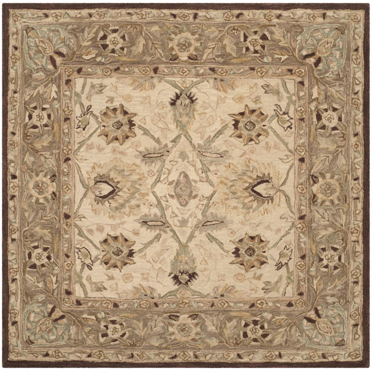 SAFAVIEH Anatolia Venice Traditional Wool Area Rug, Ivory/Brown, 3' x 5'
