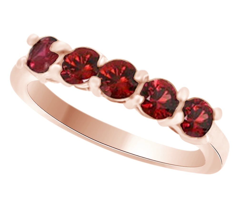 Round Cut Simulated Red Garnet Wedding Engagement Ring In 14k Rose Gold (1.6 cttw)With Ring Size:-4 by Jewel Zone US
