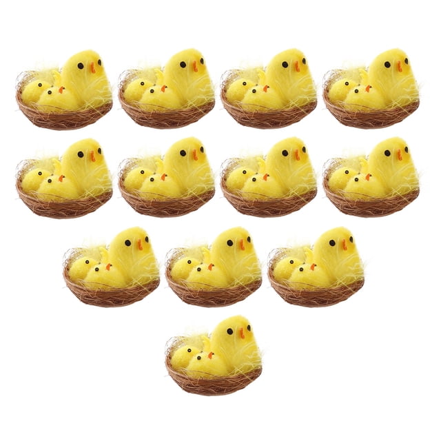 Estatuilla de nido de huevo de pollo lindo Perfecl Mini de Pascua 12 piezas figuritas de pollitos de pascua