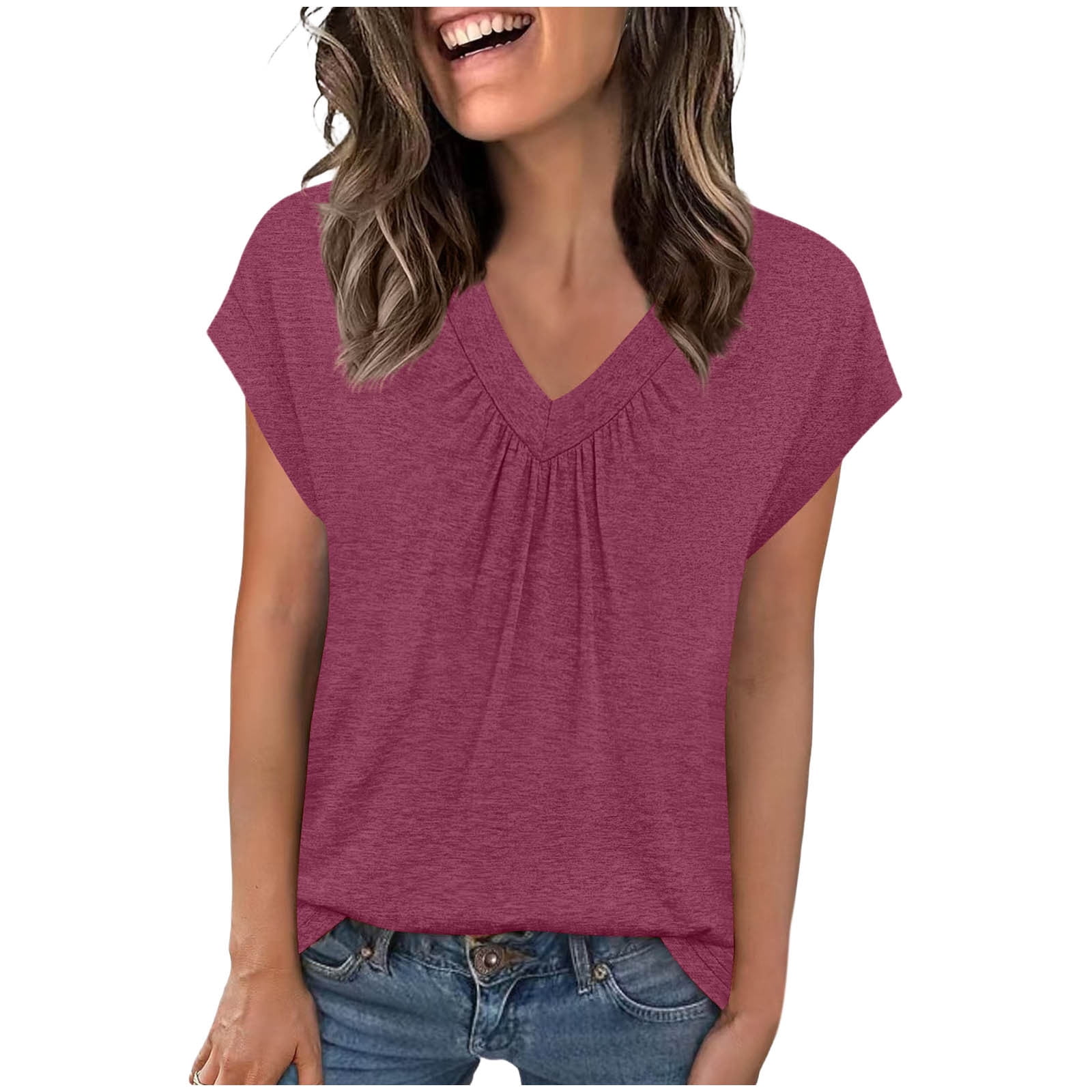 Zekutng Womens Summer Tops Spring/Summer Clothing Solid Color Base