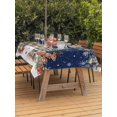 thumbnail image 2 of Outdoor Tablecloth with Umbrella Hole and Zipper, Navy Blue Christmas Rectangle Table Cloth 60x102 Inch Waterproof Tablecloth, Snowman Xmas Tree Poinsettia Eucalyptus Picnic Table Cover for Patio, 2 of 7