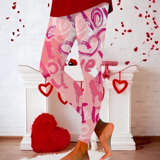 WILLBEST Pantalones de Yoga Para Mujer, de Cintura Alta, Suaves, Elásticos y Cómodos, Para El Día de San Valentín, Para Correr y Fitness. Extra Grande