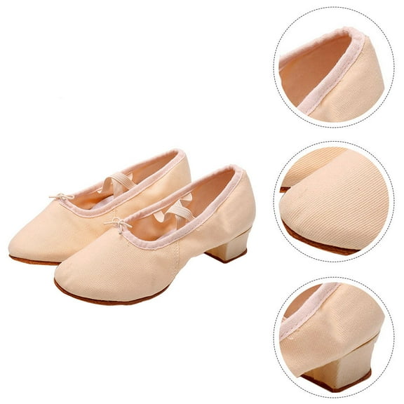 PAMINGONO Dancing Shoes Women Comfortable Wear Ballet Dance Shoes Beige Leather 1 Pair