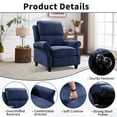 thumbnail image 4 of Ebello Push Back Recliner Chair – Overstuffed Textured Fabric Wingback Recliner, Adjustable Manual Reclining Sofa Chair for Living Room, Bedroom (Blue), 4 of 8