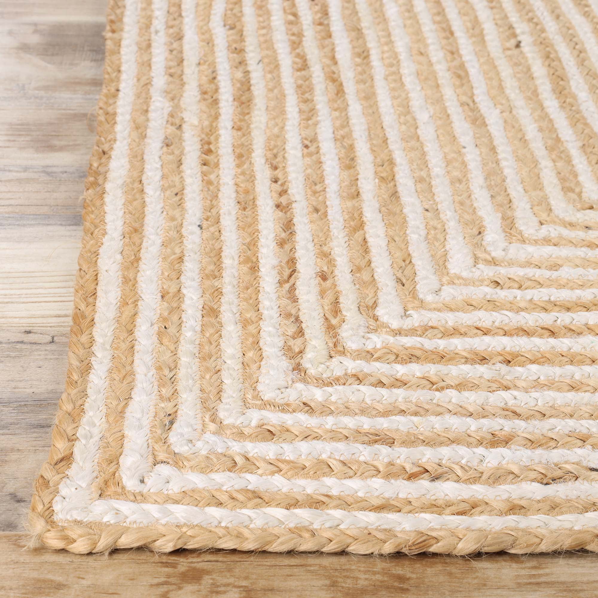 Superior Braided Jute Handwoven Indoor Outdoor Area Rug, 2' x 3', Ivory