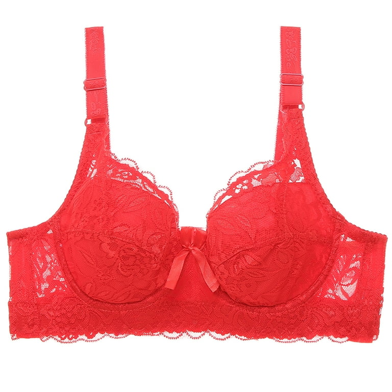 Fusipu Plus Size Solid Color Floral Lace Sexy Bra Women Underwired  Brassiere Underwear