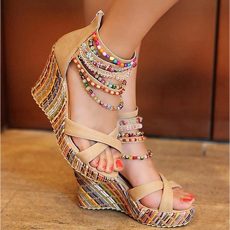 Sweet Round Toe Wedge Heel Platform Mary Janes Prom Women Girls Shoes Plus  Size