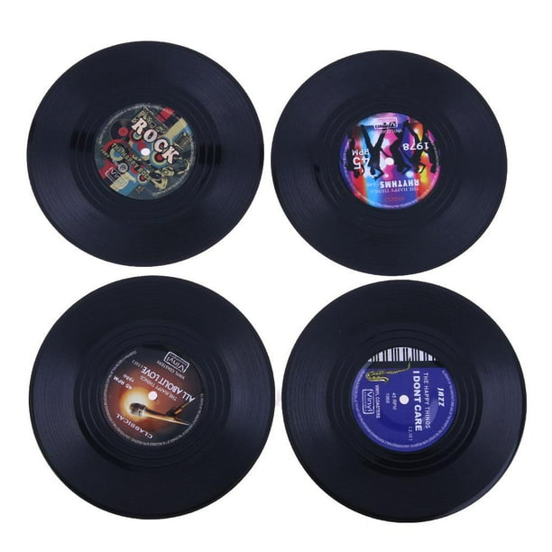 Posavasos de bebidas de disco de vinilo Retro Ehuebsd 4 unidsset hogar
