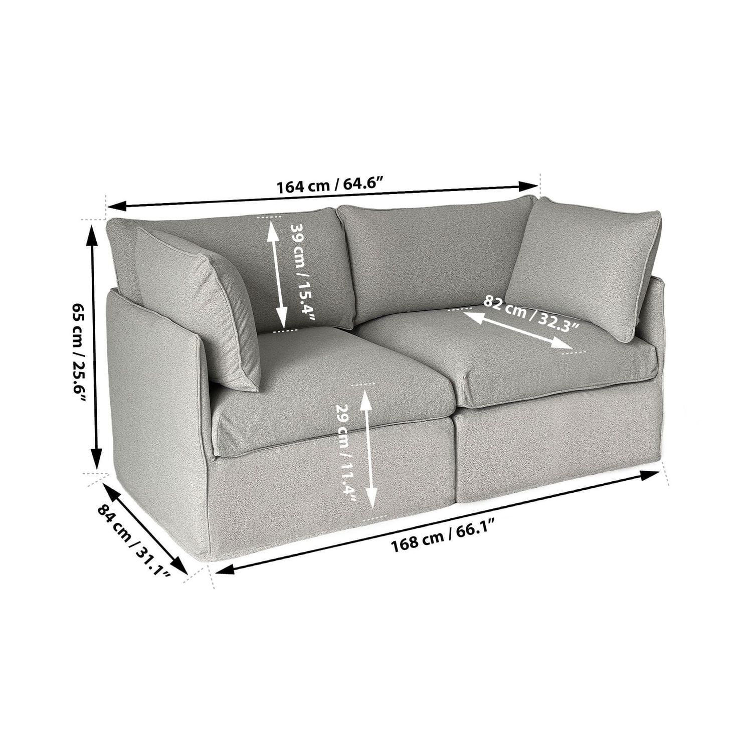 Ensemble de canapés modulaires de patio Patioflare Flexifome, gris