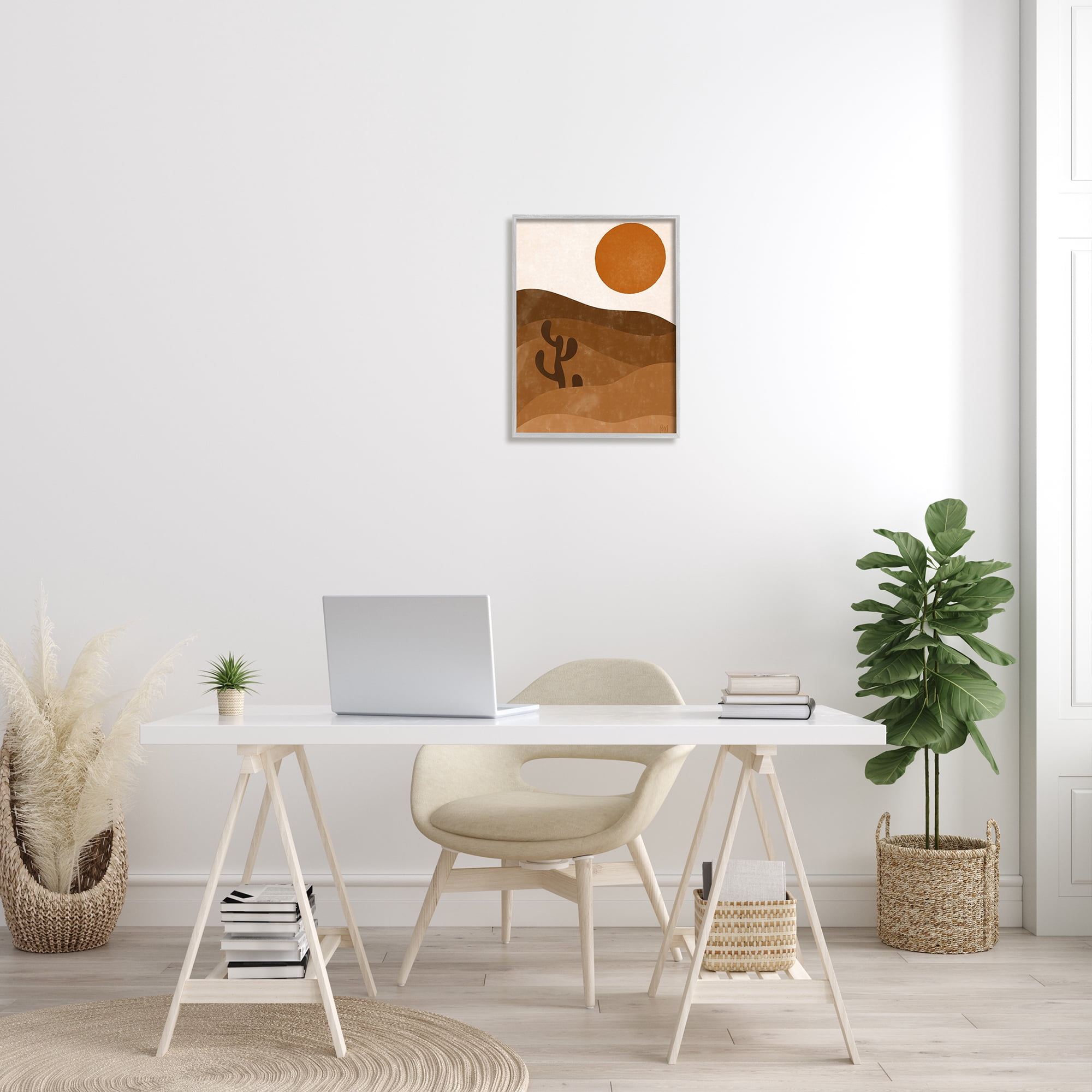 Stupell Indtries Desert Cact Rolling Hills Bold Orange Sun Landscape,16 x 20,Design by Birch&Ink