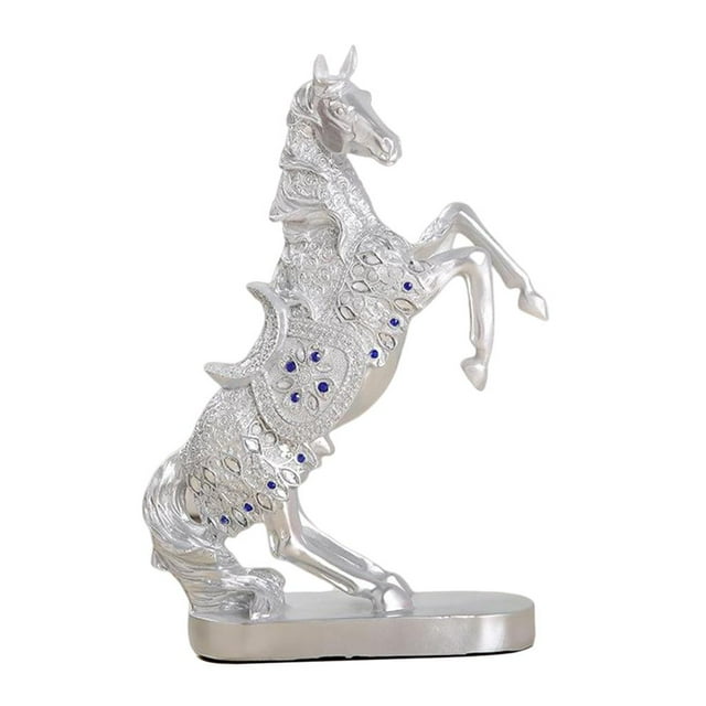 Estatua de caballo de guerra de lujo, modelo de mesa, escultura, colección de decoración del hogar Plata 2
