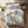 thumbnail image 2 of Happy Easter Full Size Comforter Set, Bunny Colorful Floral Eggs Linen Texture Blue Plaid Bedding for All Seasons, 4 Pcs Bed Set, 1Quiltcover (86"x86") ,1Sheet(80"x116"), 2Pillowcases (30"x20"), 2 of 12