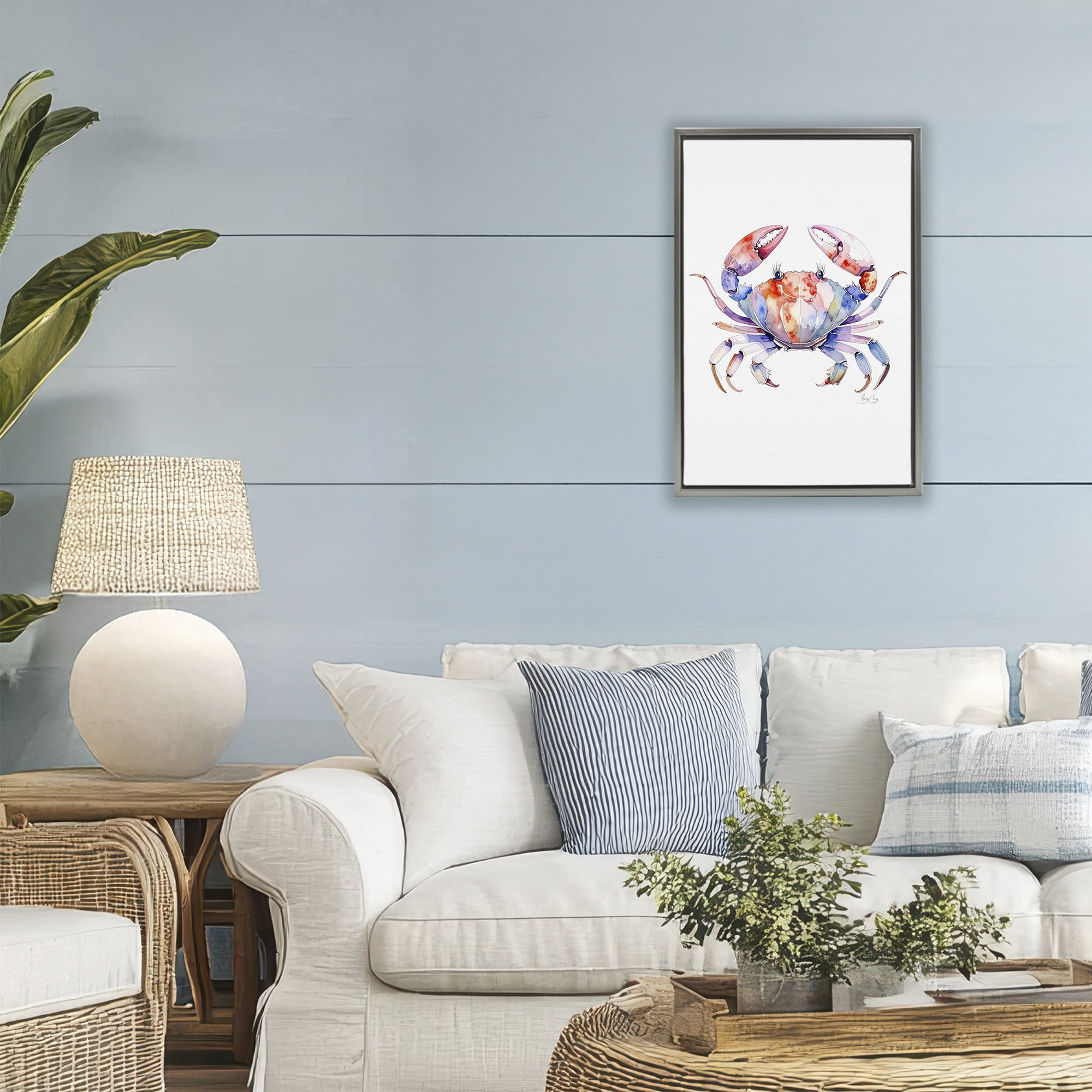 Stupell Industries Tide Dancer Crab Gray Framed Floater Canvas Wall Art, design by Shelly Craig