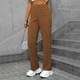 thumbnail image 2 of MIXUE Linen Pants Women Summer Solid Color Straight Leg With Pockets Casual Styling Trousers Holiday Wear,Brown,XXL, 2 of 6