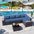 thumbnail image 4 of ASJMR 6 Pieces Patio Outdoor Furniture Set All-Weather Rattan Wicker Conversation Outside Sectional Sofa Chair Set with Cushions & Coffee Table,Navy, 4 of 10